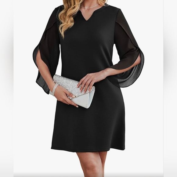Elegant Black Dress with Sheer Sleeves. NWT - Picture 4 of 9